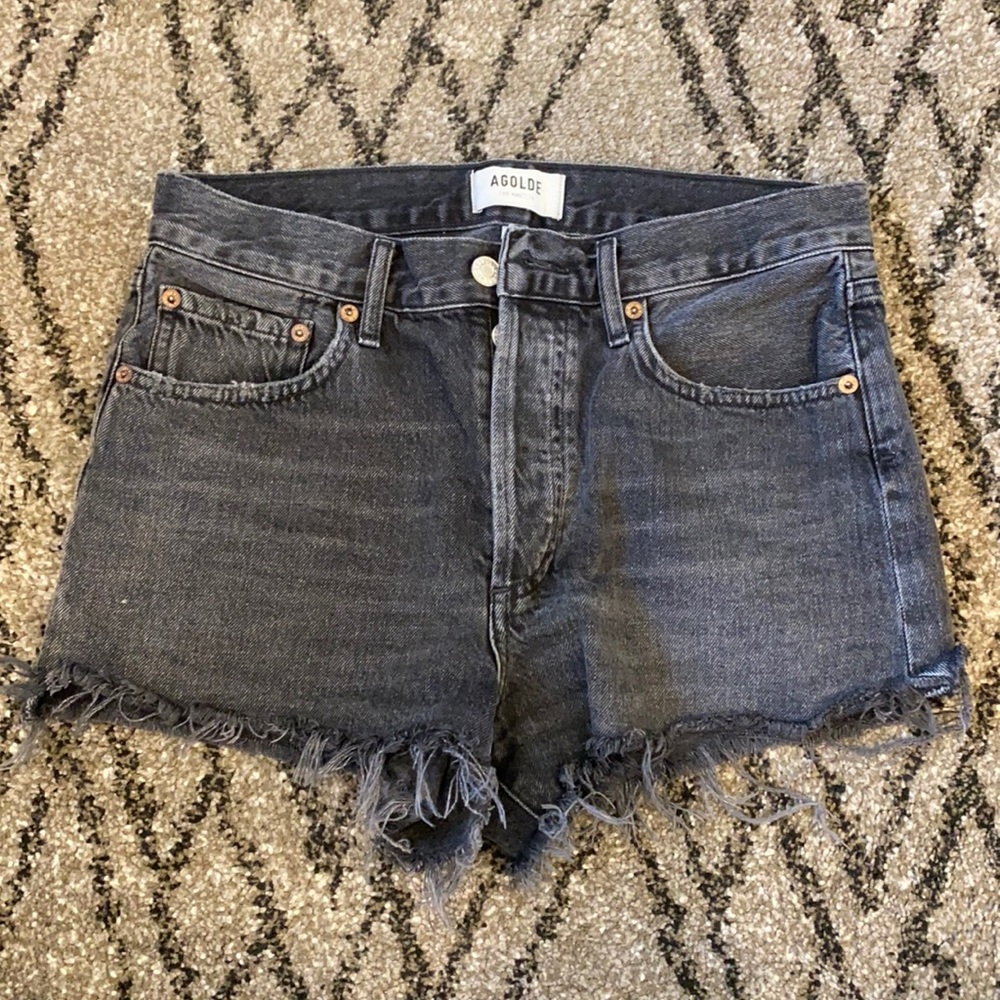 AGOLDE black denim shorts
